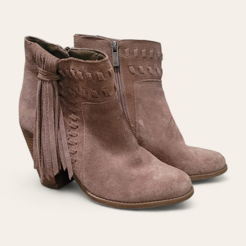 Jessica Simpson Mauve Suede Tassel Ankle Boots